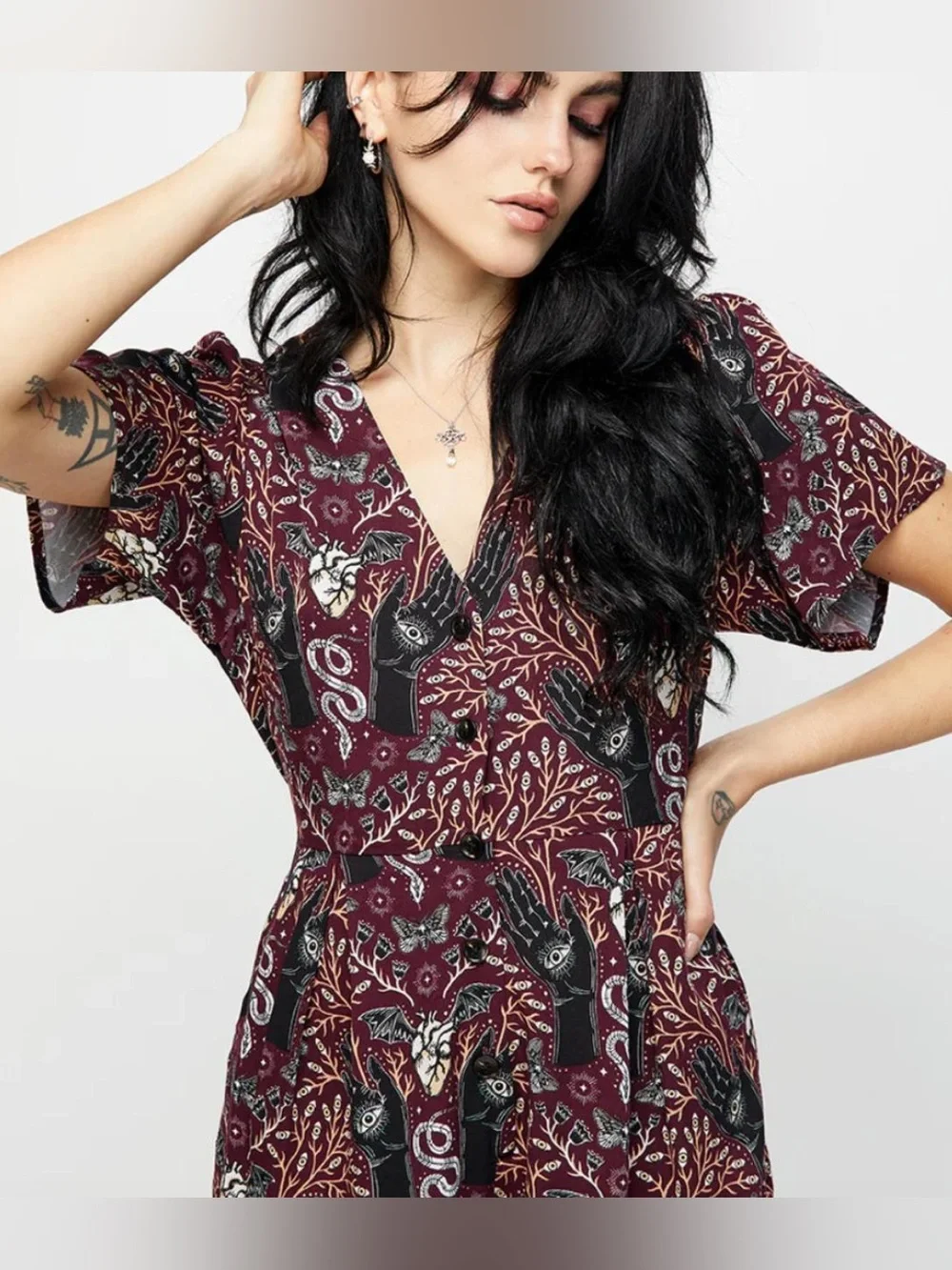 Disturbia | Hemlock Button Up V Neck Playsuit